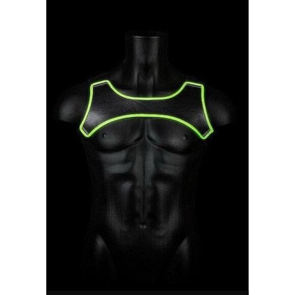 🦋B2G1🦋OUCH! Glow In The Dark NEON GREEN Neoprene Body Harness | S/M | - Picture 1 of 6